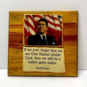 Decor | Ronald Reagan Wooden Plaque | Wall Art | History | Handmade | Vintage